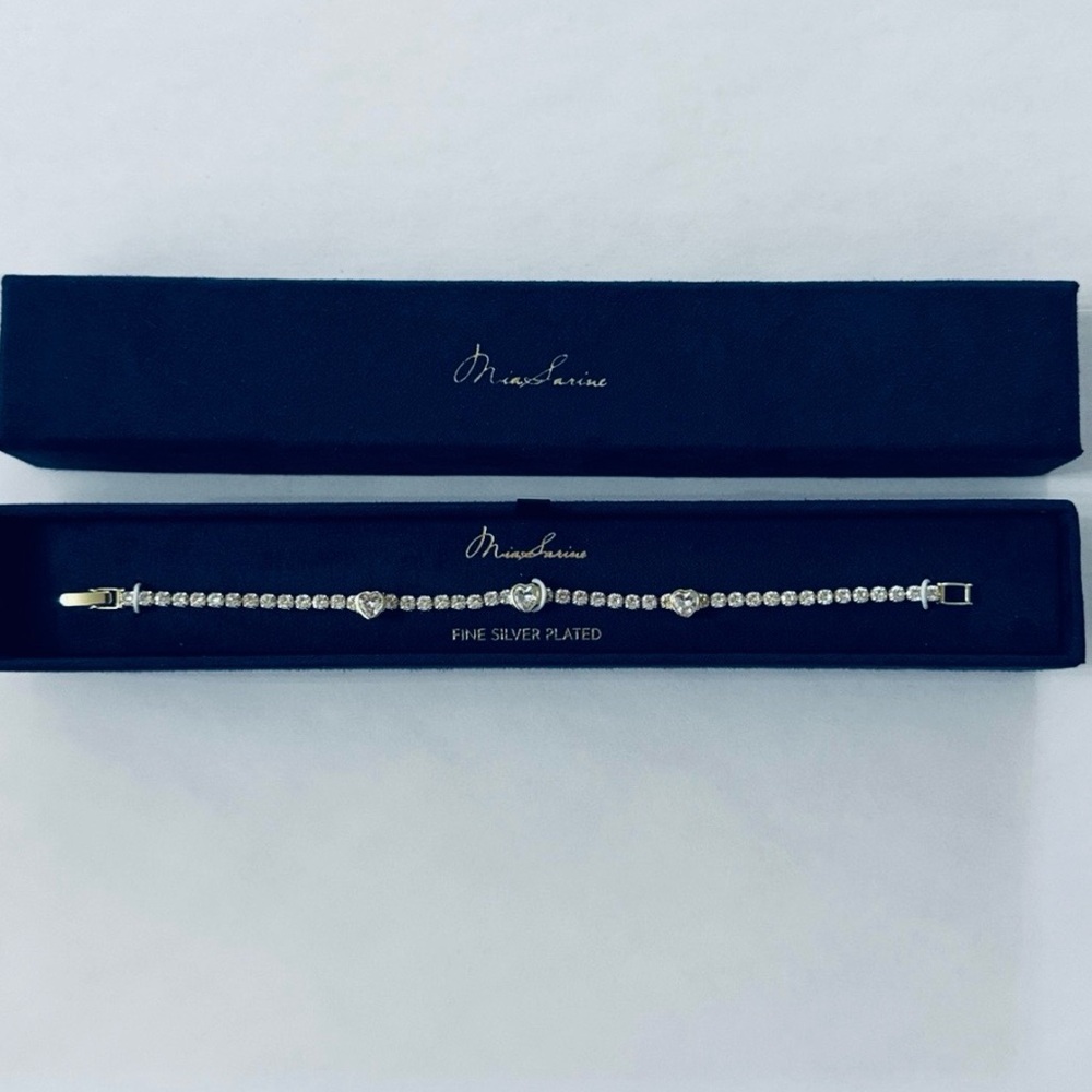 Brand new Mia Sarine Fine Silver Plated Fashion Diamond Tennis Bracelet